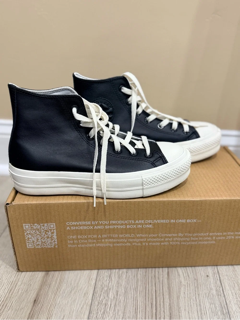 Converse By You Custom Leather Platform High Top Sneakers